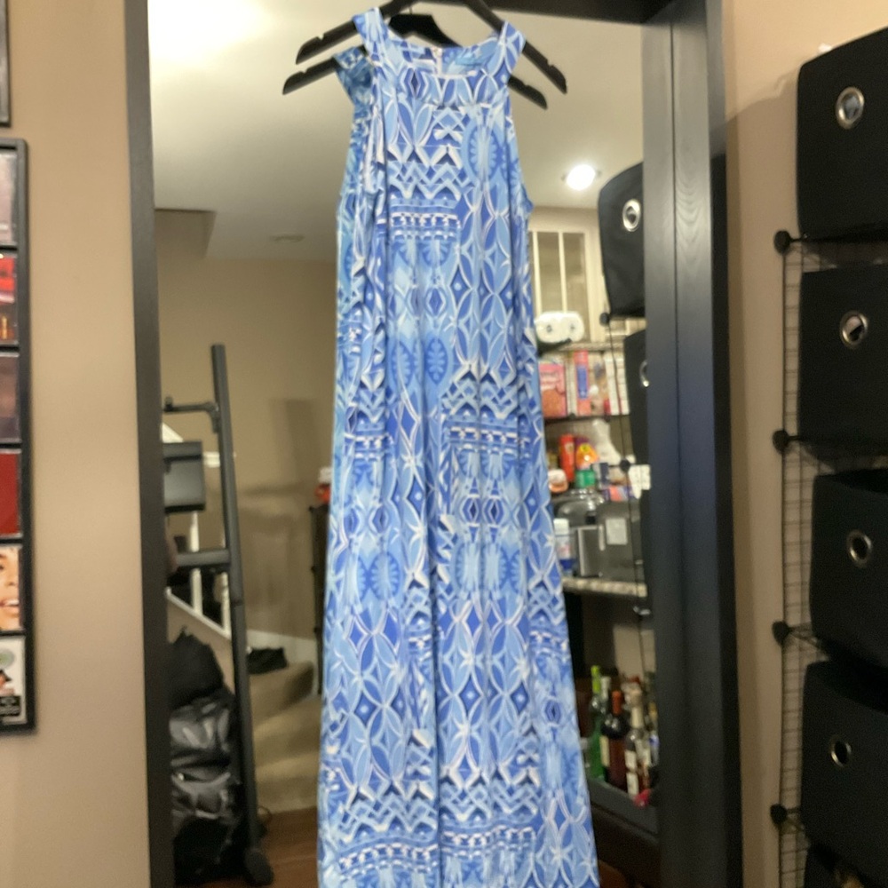 (Sue) B1G1 New w/ tags J. McLaughlin Biscayne Abstract Dress in Blue and White